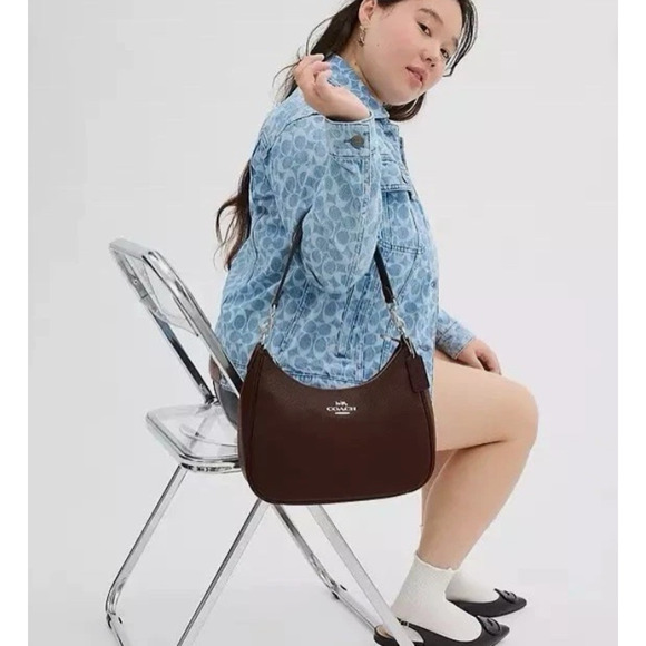 Coach Teri Hobo Bag Shoulder/Crossbody In Leather/Silver/Maple CV935 NWT - Picture 10 of 10